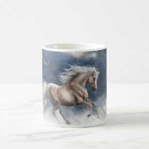 Taza De Café Hermoso caballo y luna creciente