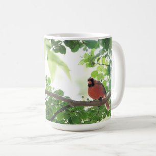 Taza De Café Hermoso cardenal en árbol de mirto de crepé, 