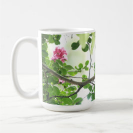 Taza De Café Hermoso cardenal en el árbol de mirto crepe,