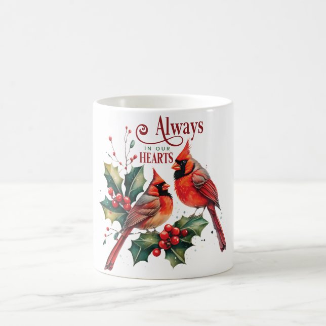 Taza De Café Hermoso Cardenal Memorial Siempre En Nuestros Cora (Centro)