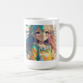 Taza De Café Hermoso Chica anime de colores tiene un bello día