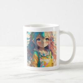 Taza De Café Hermoso Chica anime de colores tiene un bello día