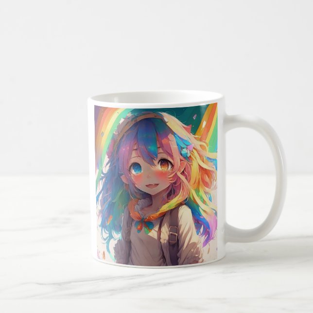 Taza De Café Hermoso Chica del anime arcoiris (Derecha)