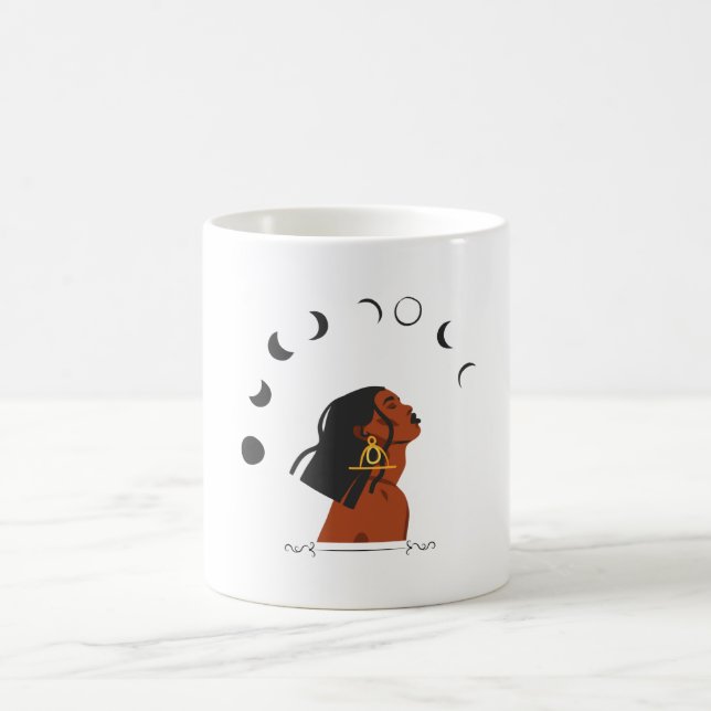 Taza De Café Hermoso Chica Y Luna (Centro)