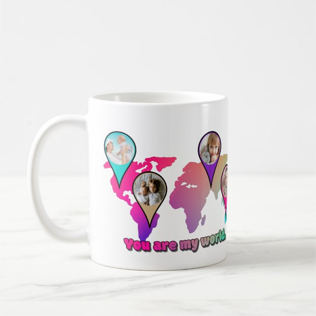 Taza De Café Hermoso Collage de fotos del Mapa Mundial Multicol (Izquierda)