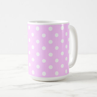 Taza De Café Hermoso color rosa pastel con lunares blancos