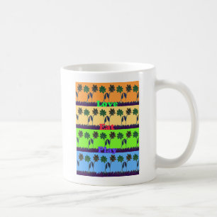 Taza De Café Hermoso colorido Eat Love Play texto Floral Pop