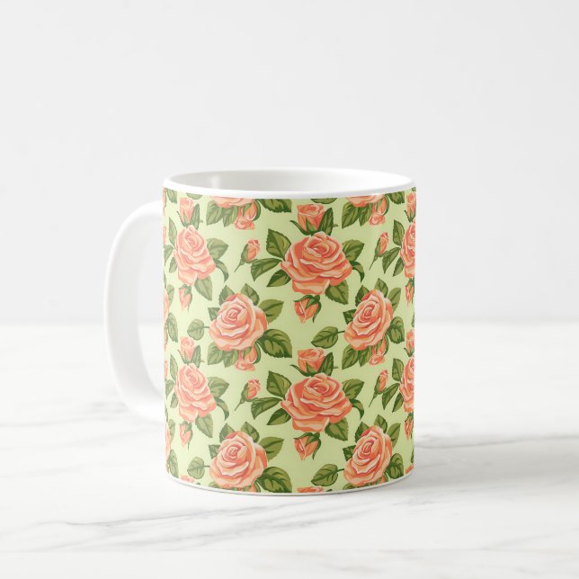 Taza De Café Hermoso colorido rústico femenino rosa de primaver (Anverso izquierdo)