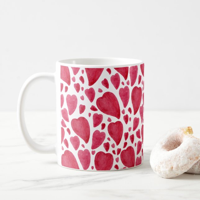 Taza De Café Hermoso Corazón de Acuarela  (Con donut)