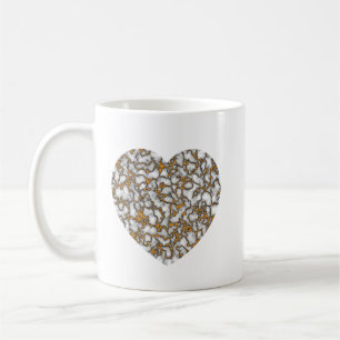 Taza De Café Hermoso corazón de textura de mármol blanco y oro