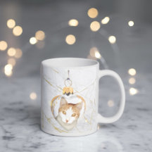 Hermoso corazón gatito adorno de mármol CAFÉ MUG