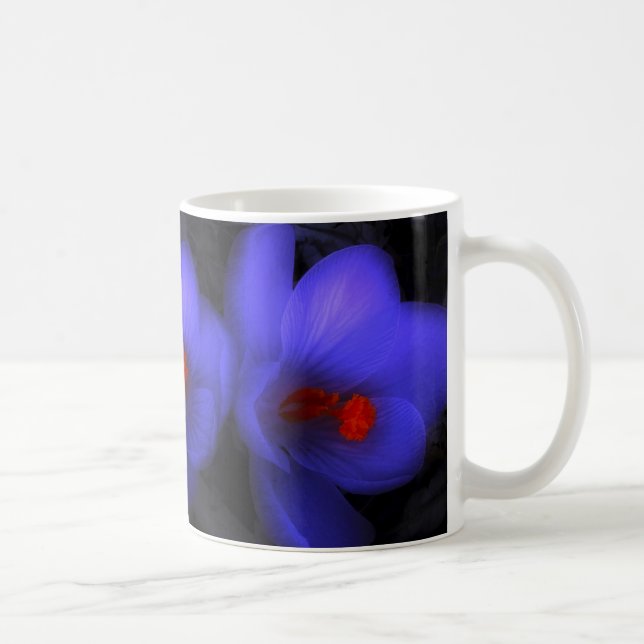 Taza De Café Hermoso cromo azul morado florece (Derecha)