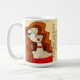 Taza De Café Hermoso cubismo de mujeres pelirrojas