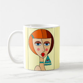 Taza De Café Hermoso cubismo de mujeres pelirrojas