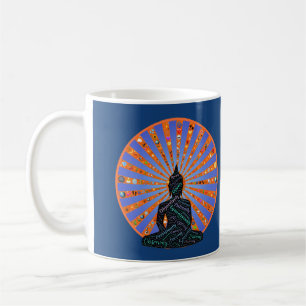 Taza De Café Hermoso disco de meditación con silueta de Buda