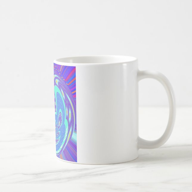Taza De Café Hermoso diseño de arte vectorial kaleidoscopio azu (Derecha)