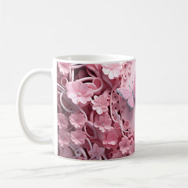 Taza De Café Hermoso diseño floral café Mug (Izquierda)