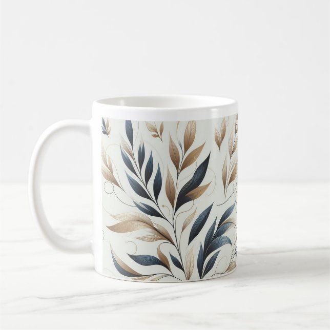 Taza De Café Hermoso diseño floral Café Mug/ Elegante diseño (Izquierda)