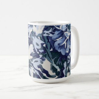 Taza De Café Hermoso diseño floral en tonos azules