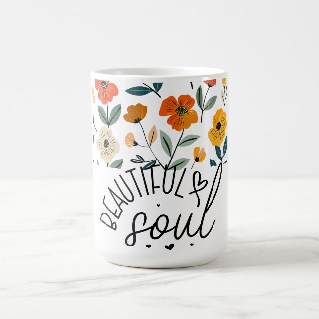 Taza De Café Hermoso diseño gráfico Soul Floral Inspirador (Centro)