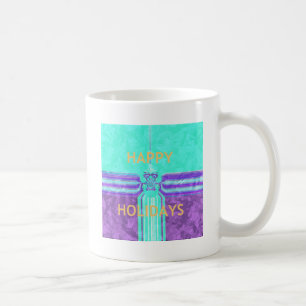 Taza De Café Hermoso diseño vector Cyan azul de vacaciones