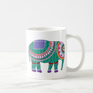 Taza De Café Hermoso Elefante Ornamentado