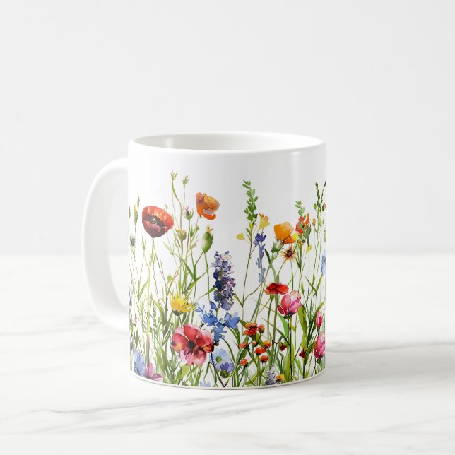 Taza De Café Hermoso Envuelto de flores de primavera pradera (Anverso izquierdo)