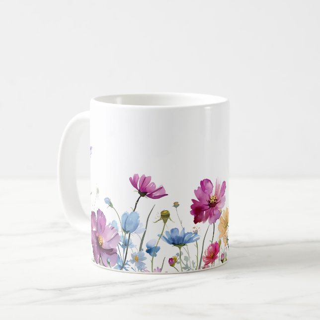 Taza De Café Hermoso Envuelto de flores de primavera pradera (Anverso izquierdo)