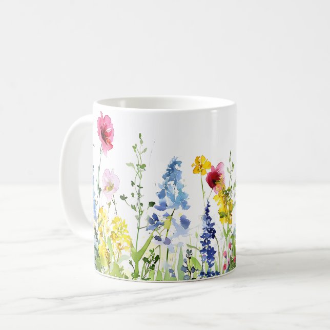 Taza De Café Hermoso Envuelto de flores de primavera pradera (Anverso izquierdo)