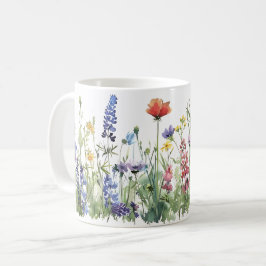 Taza De Café Hermoso Envuelto de flores de primavera pradera
