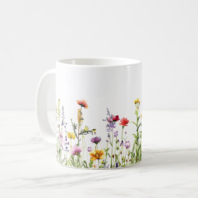 Taza De Café Hermoso Envuelto de flores de primavera pradera (Anverso izquierdo)