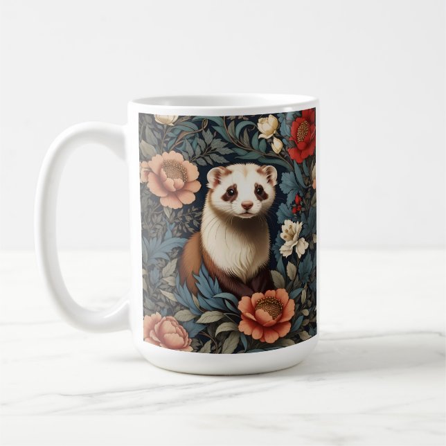 Taza De Café Hermoso Ferret William Morris inspirado (Izquierda)