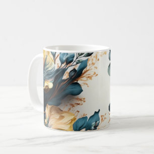 Taza De Café Hermoso floral acuarela