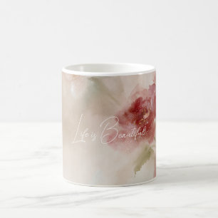 Taza De Café Hermoso Floral Rojo