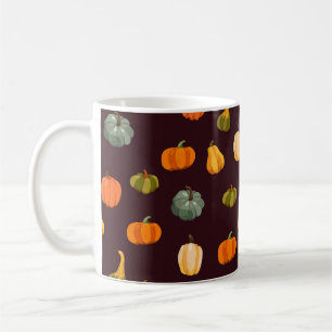 Taza De Café Hermoso fondo otoñal con calabazas coloridas