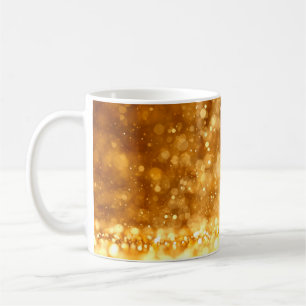 Taza De Café Hermoso fondo purpurina rojo dorado de lujo.