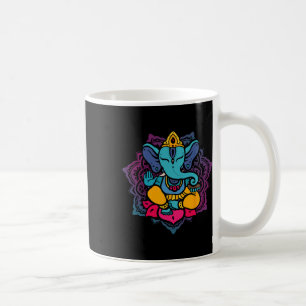 Taza De Café Hermoso Ganesha en Mandala de Meditación de Loto d