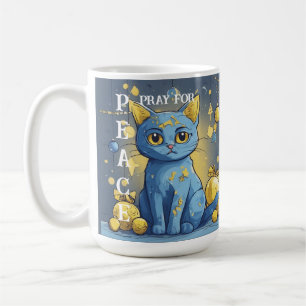Taza De Café Hermoso gato amarillo con ojos azules - ucrania
