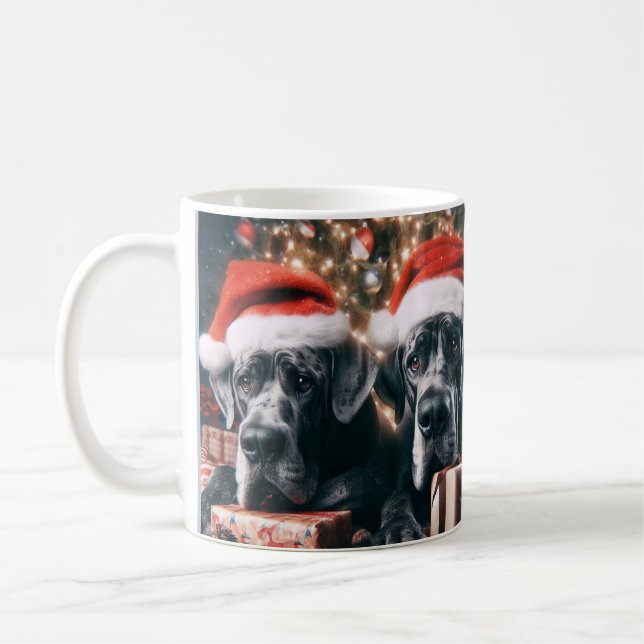 Taza De Café Hermoso gran dane Navidades arte (Izquierda)