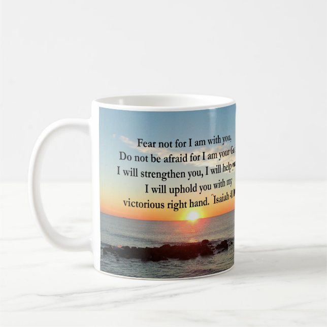 TAZA DE CAFÉ HERMOSO ISAIAH 41:10 SUNRISE (Izquierda)