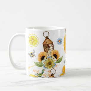 Taza De Café Hermoso Jardín Bee Sunflower