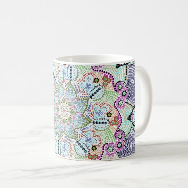 Taza De Café Hermoso jardín Doily Mandala Art (Anverso derecho)