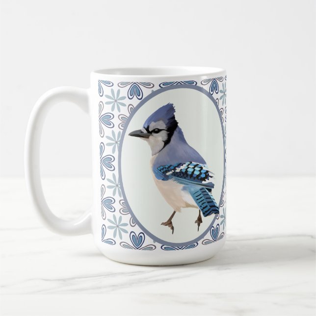 Taza De Café Hermoso Jay Bird Azul (Izquierda)