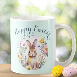 Taza De Café Hermoso lindo Feliz Pascua Floral Personalizado