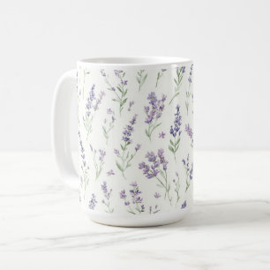 Taza De Café Hermoso Llavender Flores Blancas Desayuno Nupcial