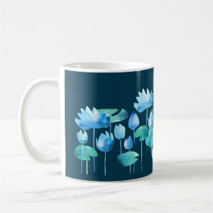 Taza De Café Hermoso loto acuarela florido