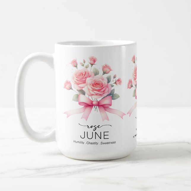 Taza De Café Hermoso Mes de Cumpleaños Flor/Rosa/Junio (Izquierda)