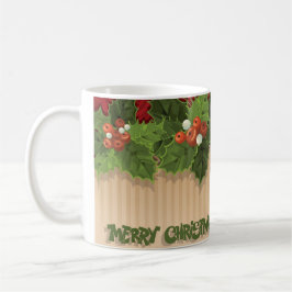 Taza De Café Hermoso Navidad Holly Typography Holiday Mug