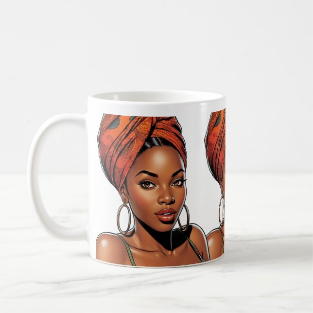 Taza De Café Hermoso negro Chica Mug (Izquierda)