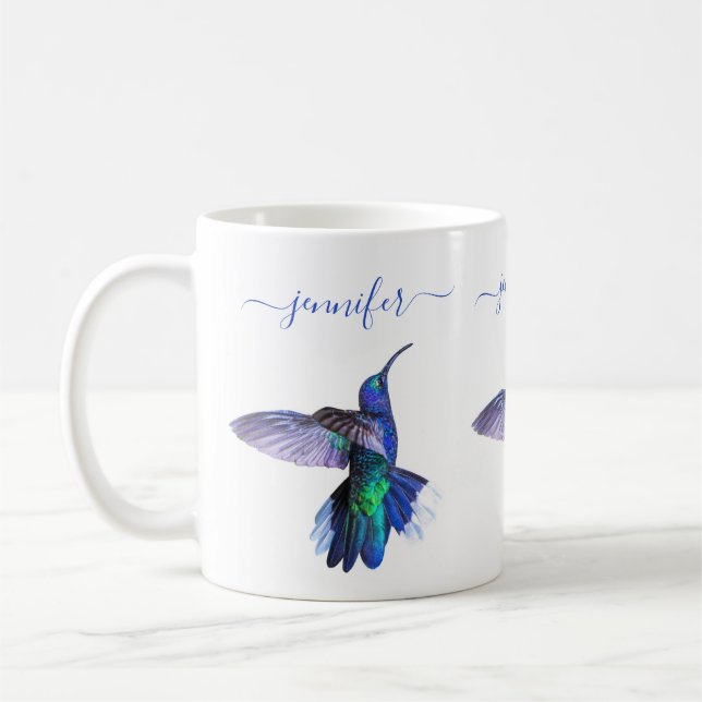 Taza De Café Hermoso nombre personalizado de Hummingbird (Izquierda)